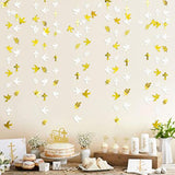 40Ft Gold And White Peace Doves Olive Leaf Cross Paper Garland Streamer For Spring Wedding Bridal Baby Shower Birthday Engagement First Holy Communion Religious Christian Baptism Tea Party Decorations