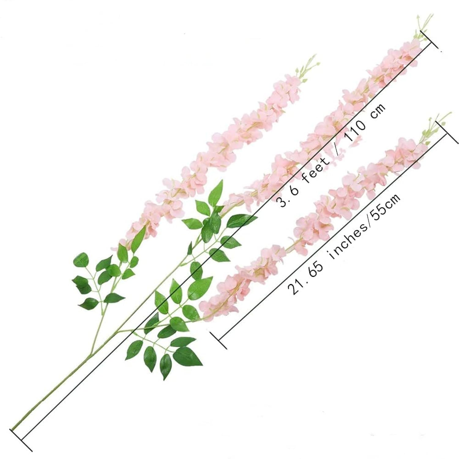 12 Pcs Artificial Wisteria Flowers Garland, 3.6 Ft Silk Fake Flowers Hanging Vine For Indoor Outdoor Home Garden Christmas Wedding Party Decoration (Pink)