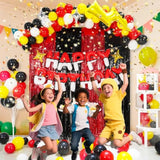 Cartoon Red & White Happy Birthday Banner – Anime Themed Party Supplies for Kids