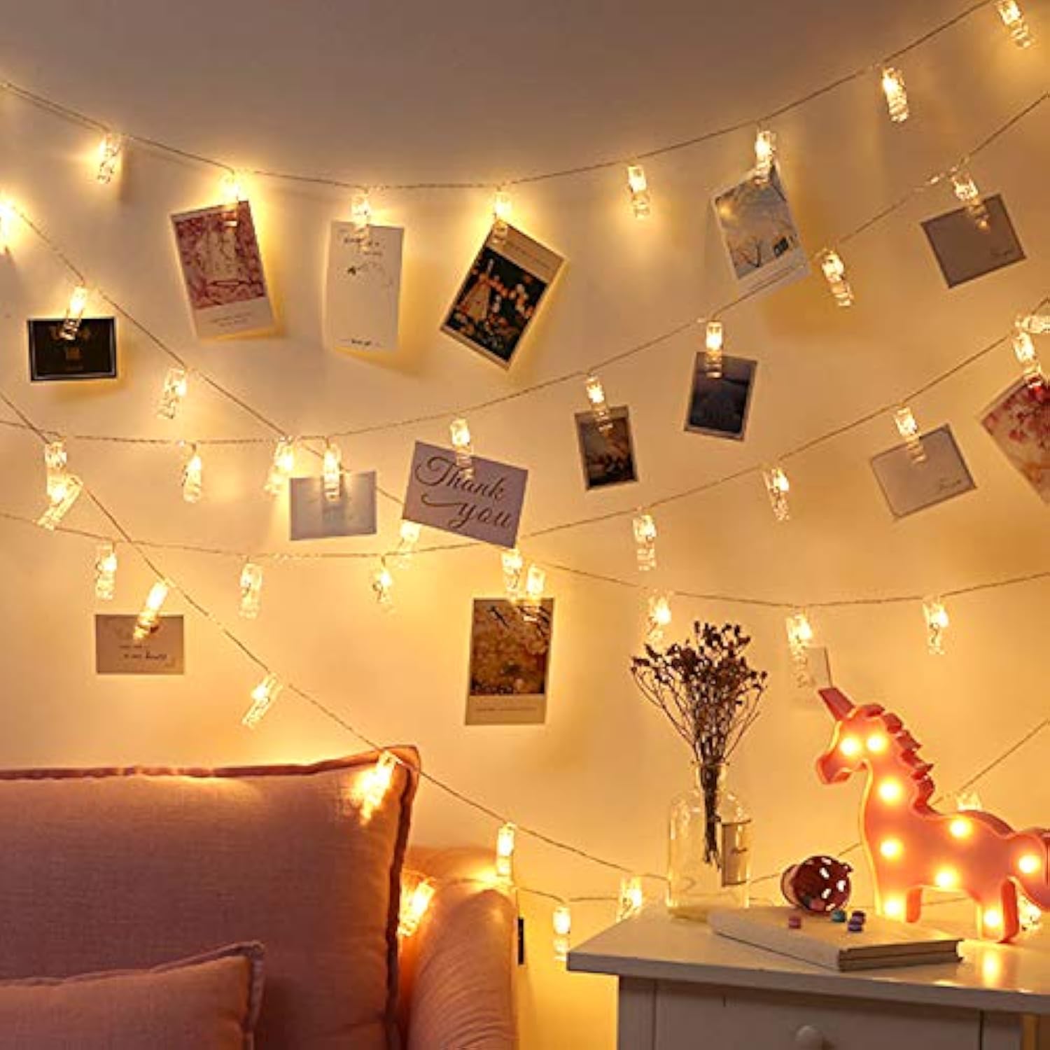 17ft Photo Clip String Lights — 50 LED Fairy Lights with Clips for Party & Home Decor
