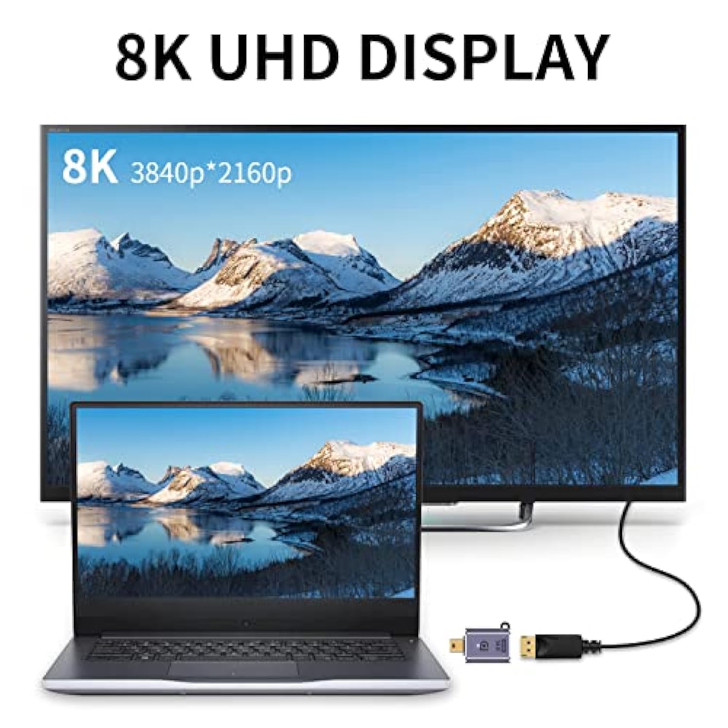 Mini Displayport To Displayport Adapter 8K, Mini Dp To Dp Adapter, 8K@60Hz Min