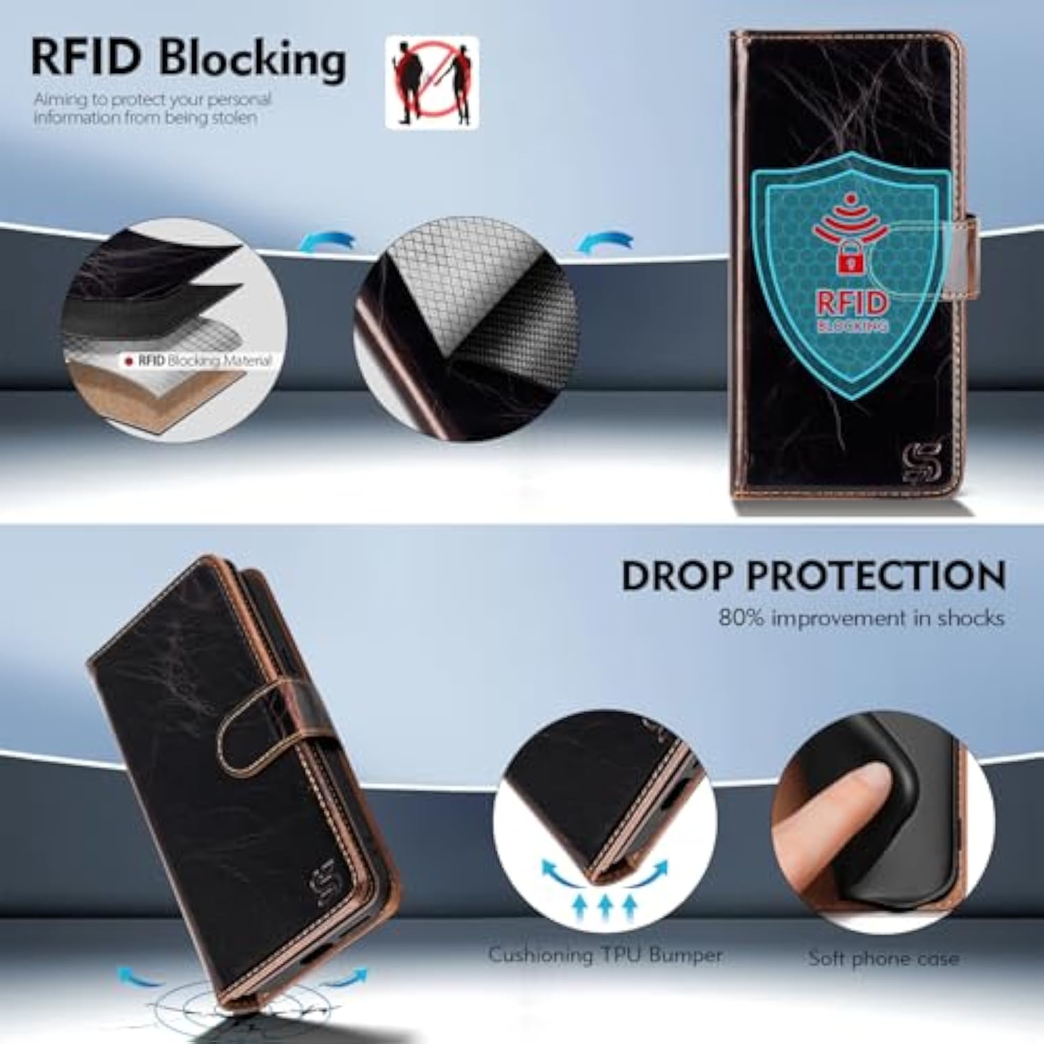 Compatible With Samsung Galaxy S25 Ultra Wallet Case With Card Holder,Women Men Rfid Blocking Pu Leather Flip Tpu Protective Cover Credit Card Slots,Phone Case For S25 Ultra,Coffee
