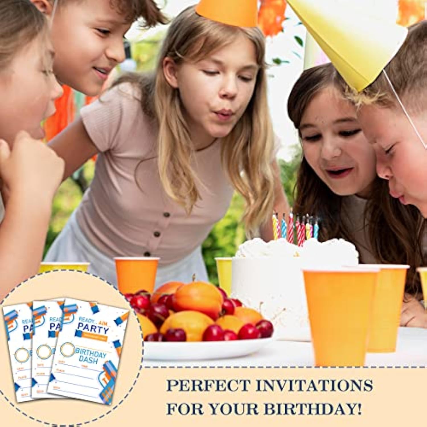 Nerf Birthday Party Invitations, Nerf Birthday Invitations For Boys Girls, Kids Birthday Invites, Theme Birthday Party Decorations, 20 Invitations With 20 Envelopes - B001