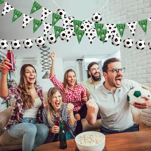 4 Pcs Soccer Banners Soccer Party Decorations Pennant Banner for Sports Ball Birthday Party Supplies