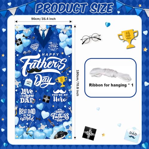 Happy Father's Day Door Cover Banner Fathers Day Door Decorations Father's Day Banner Decorations for Fathers Day Party Supplies 35.4 x 70.8 inch