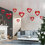 40 Pieces Valentine'S Day Glitter Heart Foil Hanging Decorations Red Hearts Hanging Ornaments Party Supplies For Indoor Outdoor Valentines Bridal Shower Anniversary Wedding Party Decorations