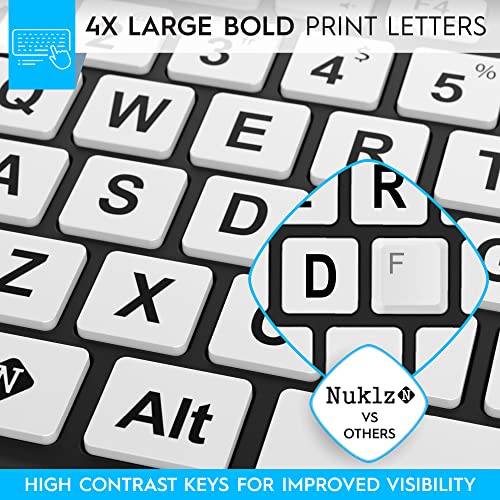Magnus 325 | Wireless Large Print Full Size Computer Keyboard | High Contrast Black & White Keys | Soft Buttons | Ideal For Visually Impaired, Beginners And Seniors | Plug & Play