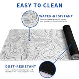 Topographic Contour Gaming Mouse Pad White Large Mouse Pad For Keyboard And Mousepad Desk Mat With 3Mm Non-Slip Base And Stitched Edge For Gaming And Office Computer Mat Protector Mat 31.5X11.8 Inch
