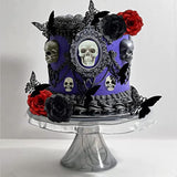 21Pcs Gothic Rose Skull Cake Topper Black Butterfly Till Death Do Us Part Decor
