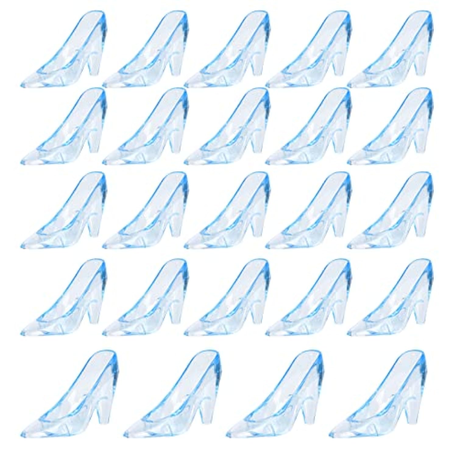 24 Pieces Mini Plastic Cinderella Slippers 3.5 Inch Glass Heels Princess For Wedding Birthday Party Table Favors Decoration (Blue)