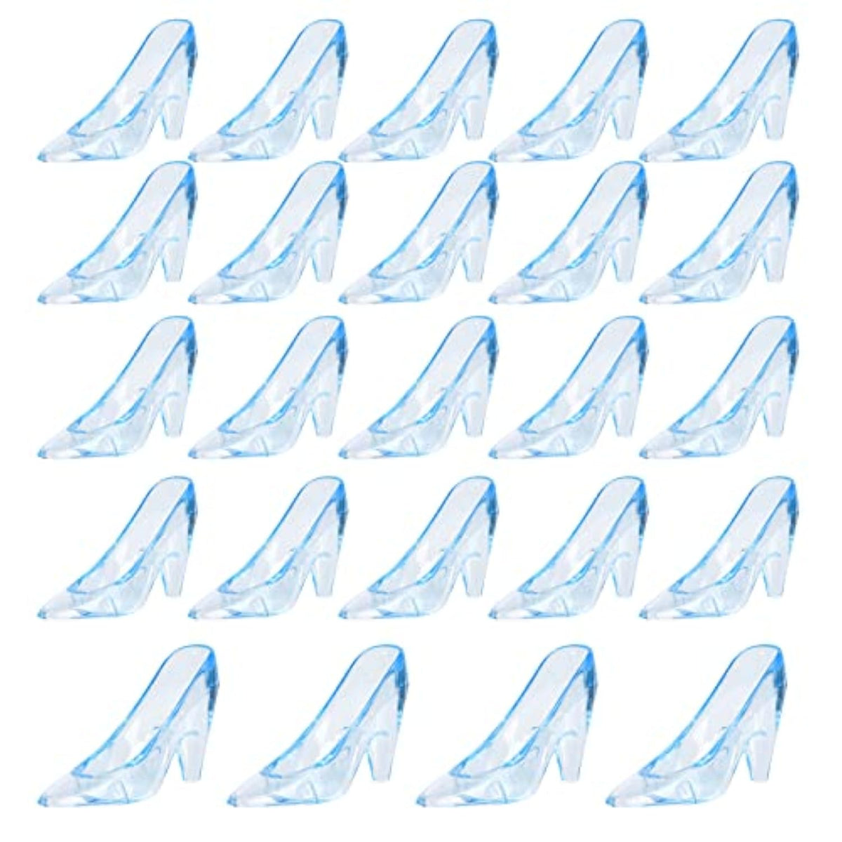24 Pieces Mini Plastic Cinderella Slippers 3.5 Inch Glass Heels Princess For Wedding Birthday Party Table Favors Decoration (Blue)