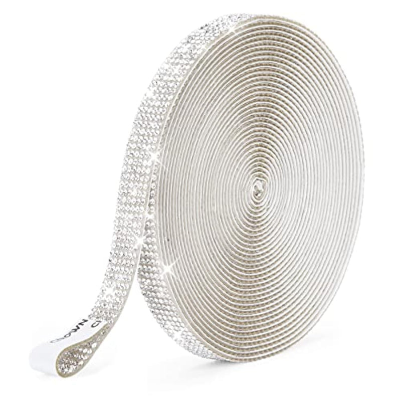 Self Adhesive Rhinestone Strips,Crystal Rhinestone Diamond Ribbon Tape With 2Mm Rhinestones Glittering For Diy Event Phone,Car,Wedding Decor (Silver, Width 0.51Inch X 6.6 Yards)