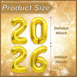 40-Inch Gold 2026 Number Balloons Large Foil Decor for New Year & Graduation