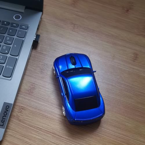 Wireless Mouse - Cool Car Shape, 2.4Ghz Wireless, For Laptop Pc Mac (Blue)