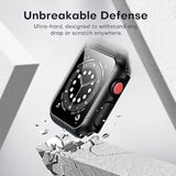 2 Pack Hard Case Designed For Watch Series 3/2/1 38Mm, [Full Coverage] With 9H Tempered Glass Screen Protector [Touch Sensitive], Slim Protective Cover For Iwatch 38Mm - Black