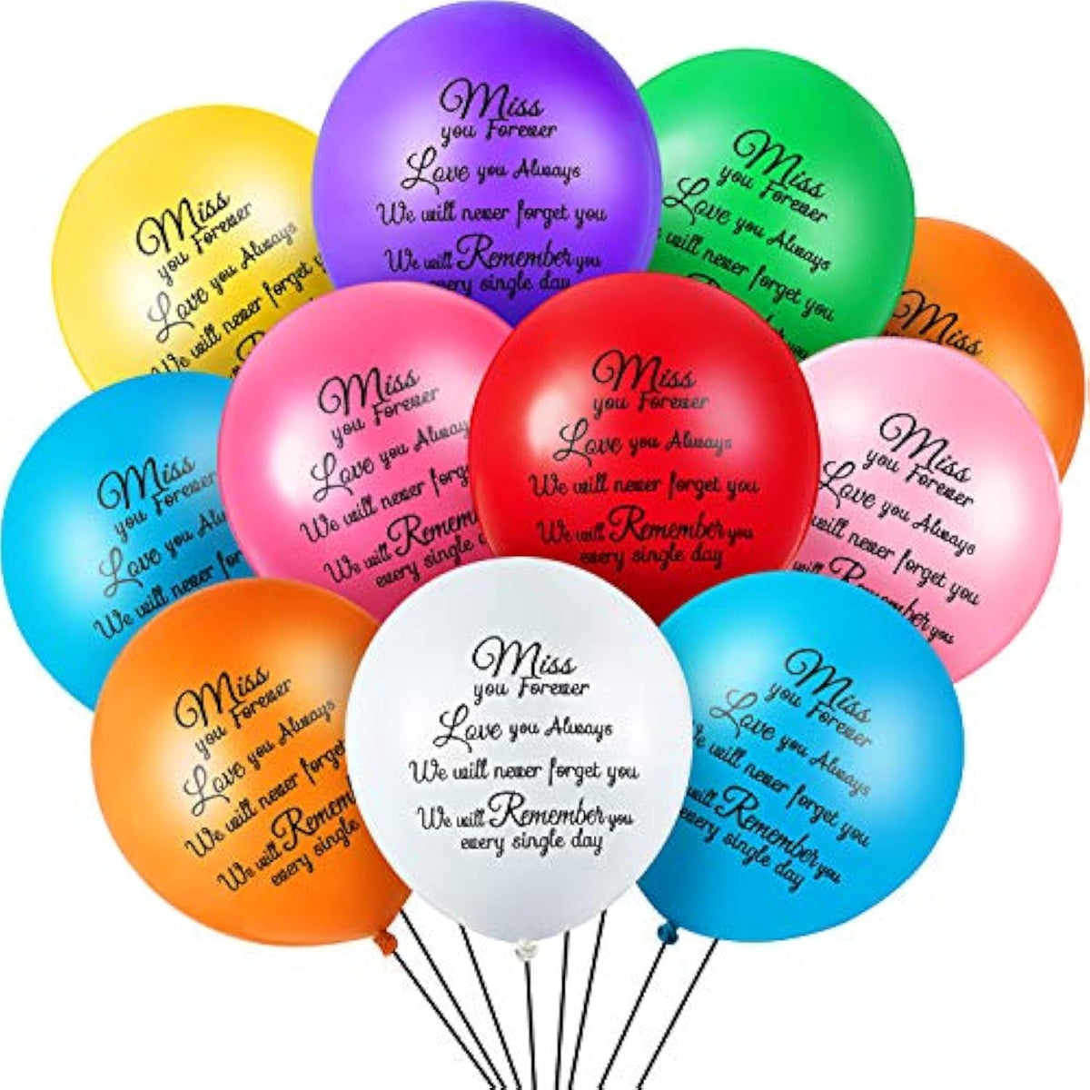 72 Pieces Colorful Memorial Funeral Balloons Remembrance Biodegradable