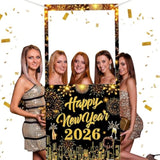 2026 New Year Photo Booth Frame Banner for Party and Firework Backdrop Decor