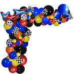 Ynou 121 Pcs Racing Balloons Arch Garland Kit Decorations, Race Car Foil Balloons, Checker Flag For Monster Truck Party, Finish Line, Nascar Party Supplies