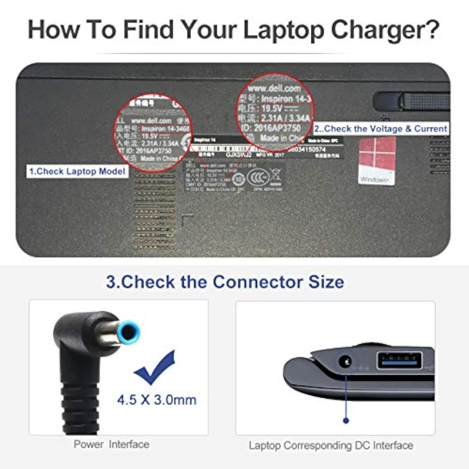 45W 19.5V 2.31A Laptop Ac Adapter Charger For Hp Pavilion 11 13 15 X360 M3 Eli