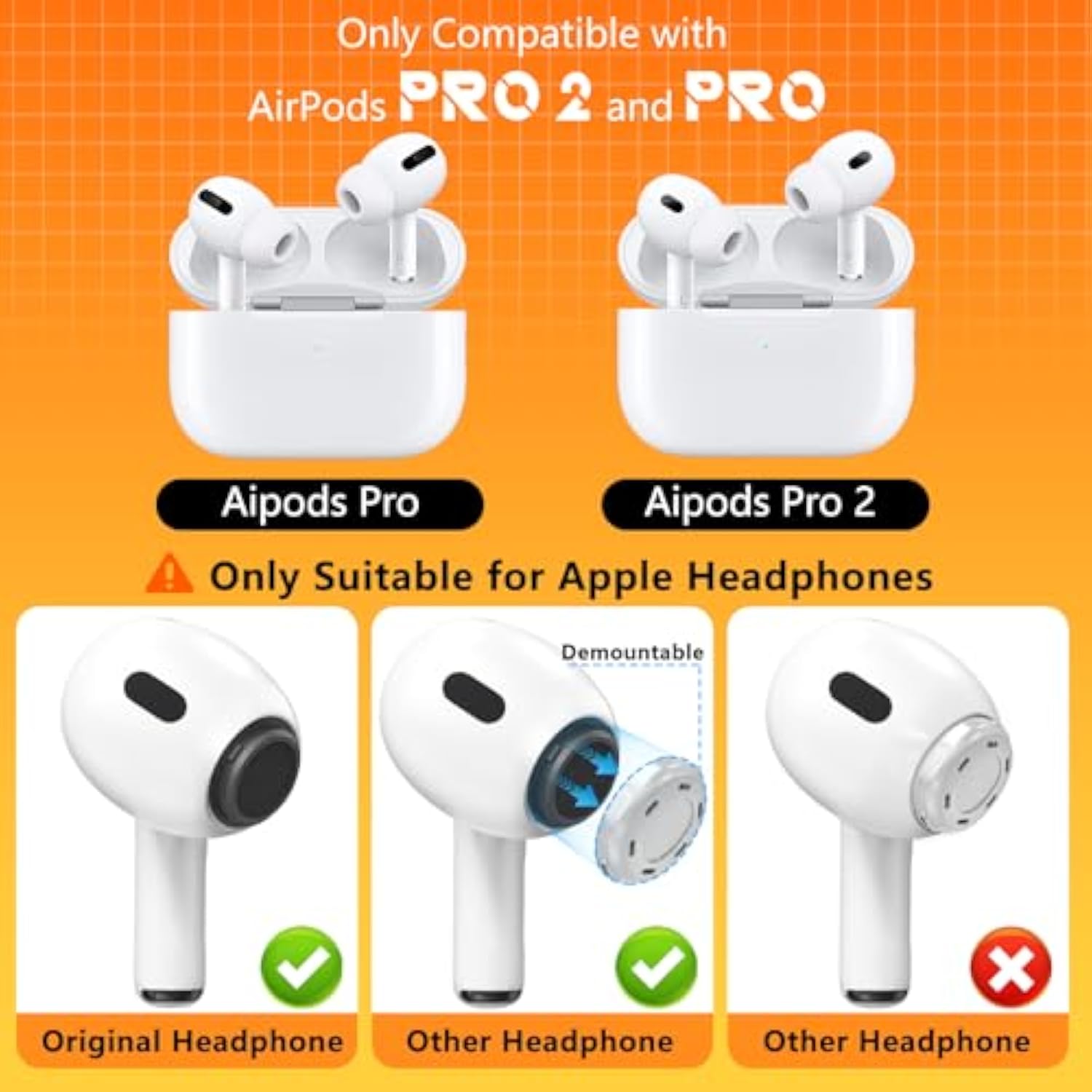 4 Pairs Replacement Ear Tips For Airpods Pro 2Nd/1St Generation With Portable Storage Box & Cleaner Pen,Noise Reduction Holewith & Built-In Dust Guard Screen,Silicone Ear Tips For Airpods Pro (White)