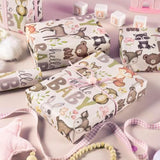 Woodland Kraft Baby Shower Wrapping Paper Roll for Kids’ Birthday & Parties