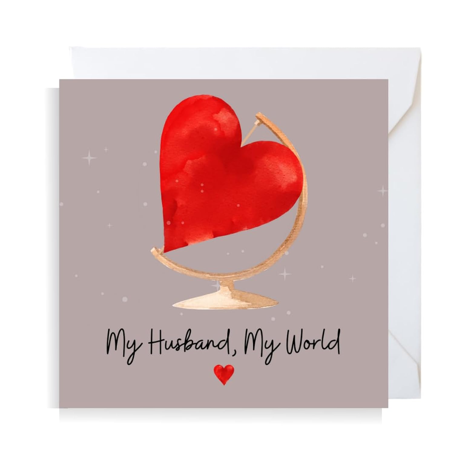 Second Ave My Husband My World Heart Square Valentine'S Day Birthday Christmas Xmas Greetings Card
