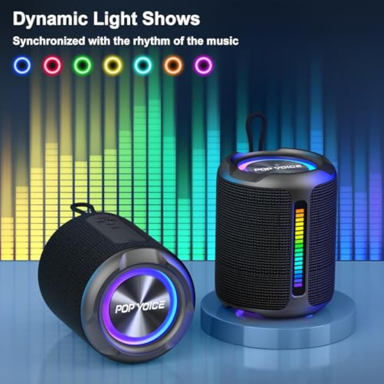 Portable Bluetooth Speakers Wireless, 50W Peak Stereo Sound, Ipx7 Waterproof Shower Speaker With Deep Bass, Rgb Light, Preset Eq, Tws, For Home/Camping/Party/Gifts, Bt 5.3 Speaker, Up To 24H