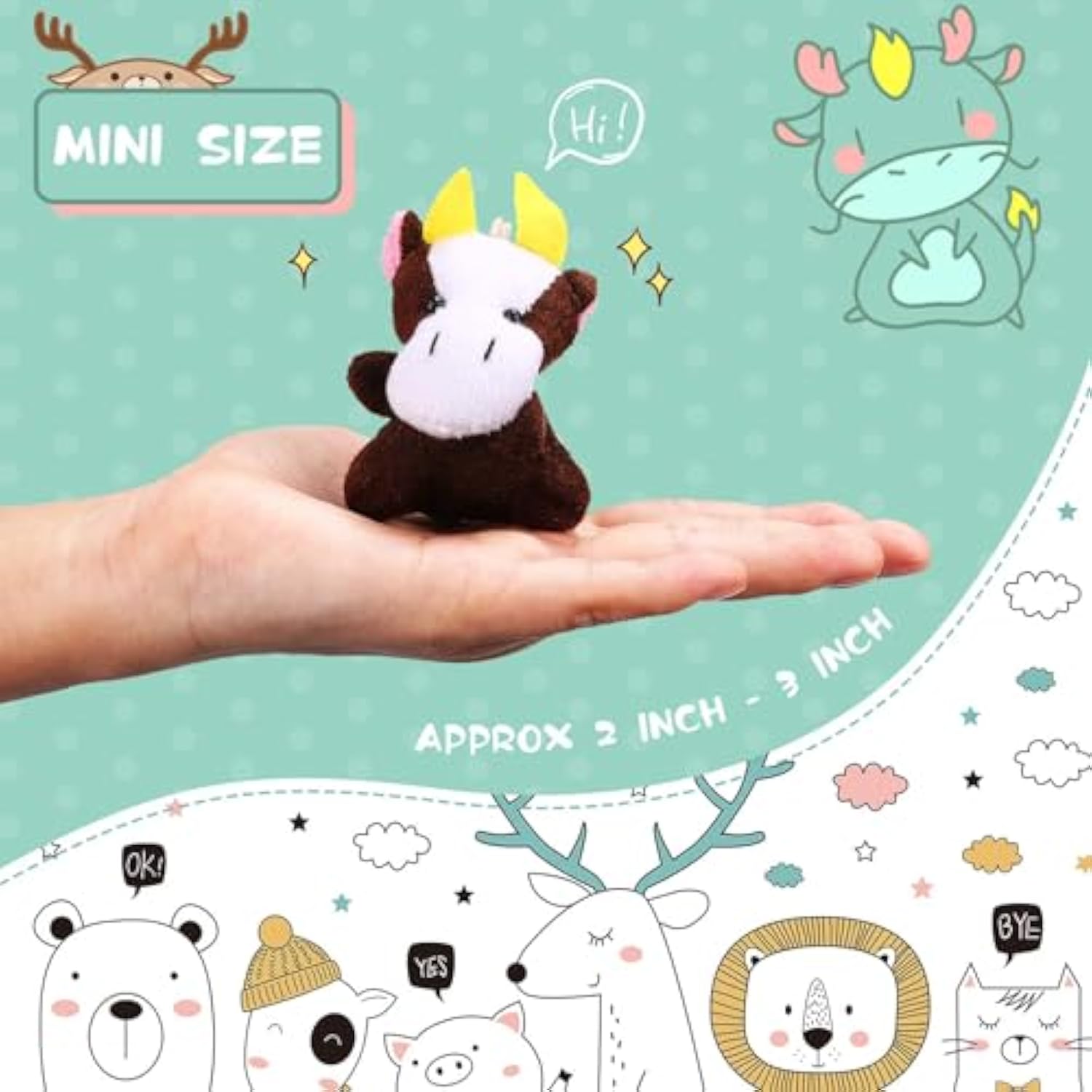 42 Pcs Mini Stuffed Animals Toys Set Small Plush Keychain Decorations For Teacher Student Award, Carnival Prizes, Goodie Bags Filler, Christmas Valentine Easter Party Favors(Cute Style)