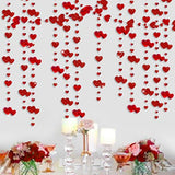 52Ft Valentines Day Party Decorations Red Heart Garland Metallic Glitter Hanging Heart Streamer Banner For Anniversary Mother'S Day Engagement Wedding Bridal Shower Bachelorette Hen Party Supplies