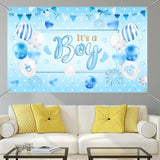 Blue Baby Shower Backdrop It’s a Boy Banner & Balloon Décor 71"x43.5"