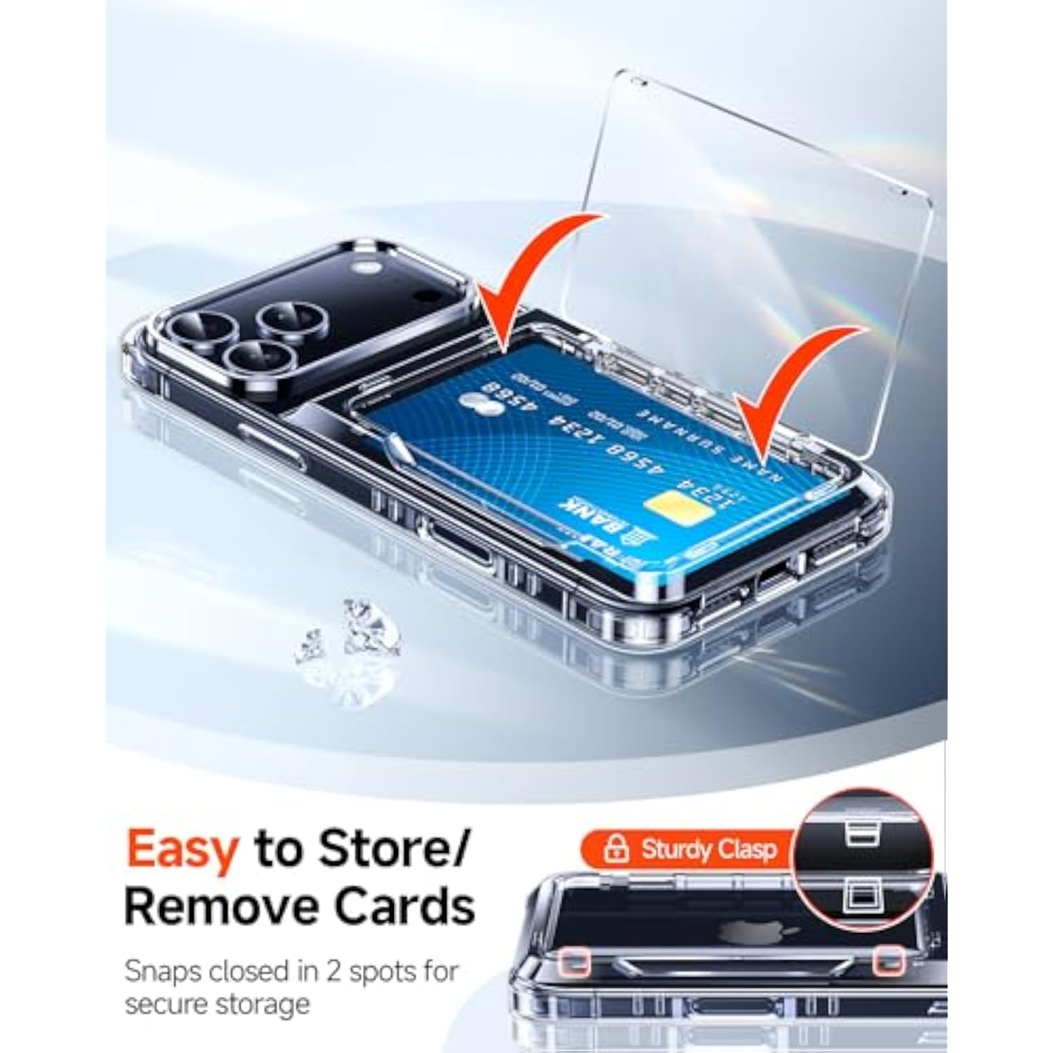 Clear Phone Case with Card Holder for iPhone 17 Pro Max