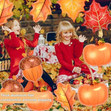 Fall Thanksgiving Balloons 9Pcs Foil Pumpkin Maple Leaf Pinecone Balloons for Autumn Decor