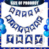 Blue & Gold Birthday Decor Happy Birthday Banner & Cartoon Backdrop for Kids