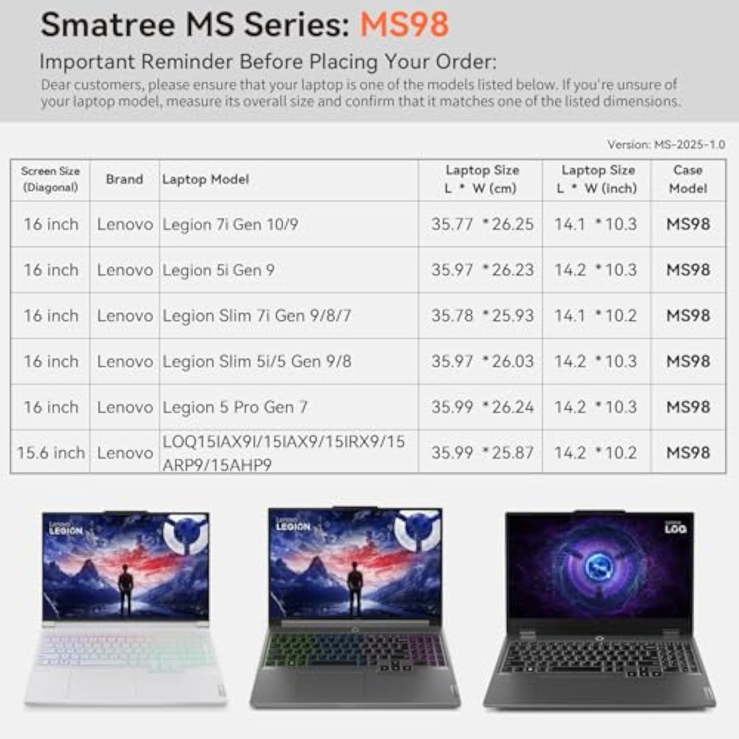 Smatree MS98 Hard EVA Protective Sleeve with Stand Compatible for 16inch Lenovo Legion 7i Gen 10/9,Legion Slim 7i/5i Gen 9/8,Legion5 Pro Gen7,for 15.6inch LOQ Series Laptop(Not Fit LegionPro 7i Gen10)
