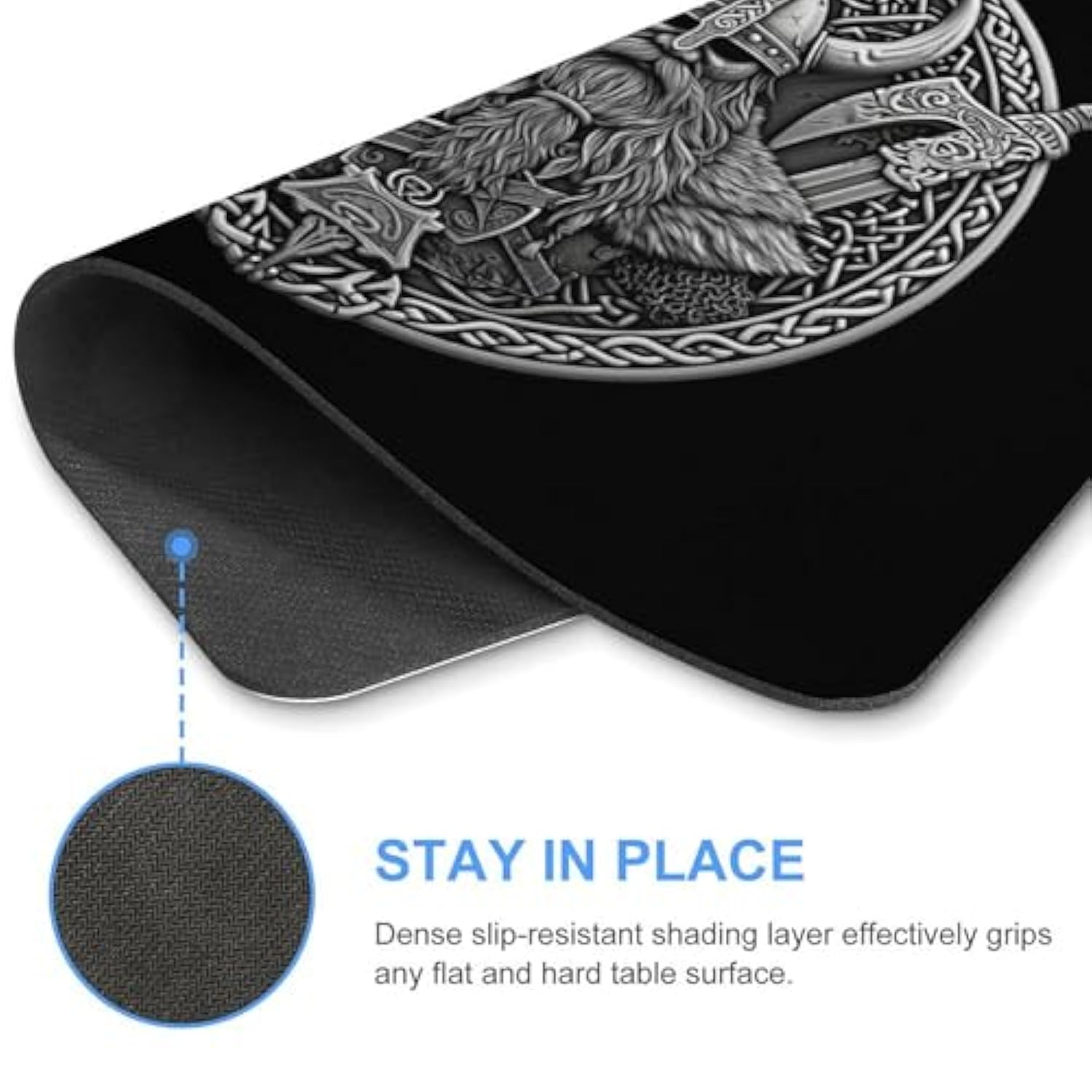 Viking Warrior Mouse Pad Portable Non-Slip Base Mousepad For Computer Laptop Office Home And Travel