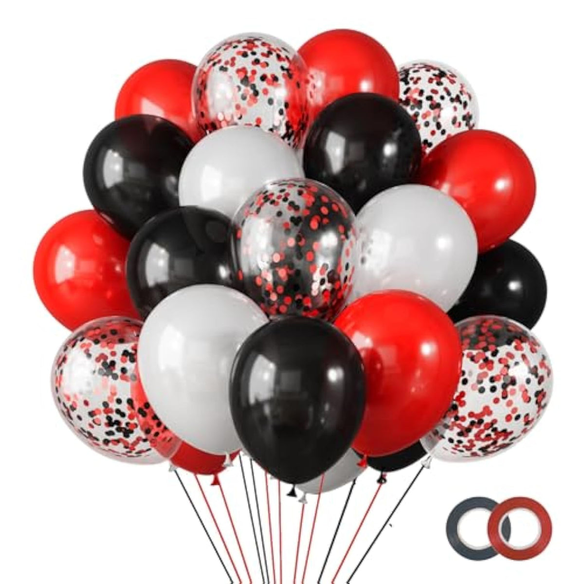 Red, Black & White Balloon Set: 65-Piece Party Decorations