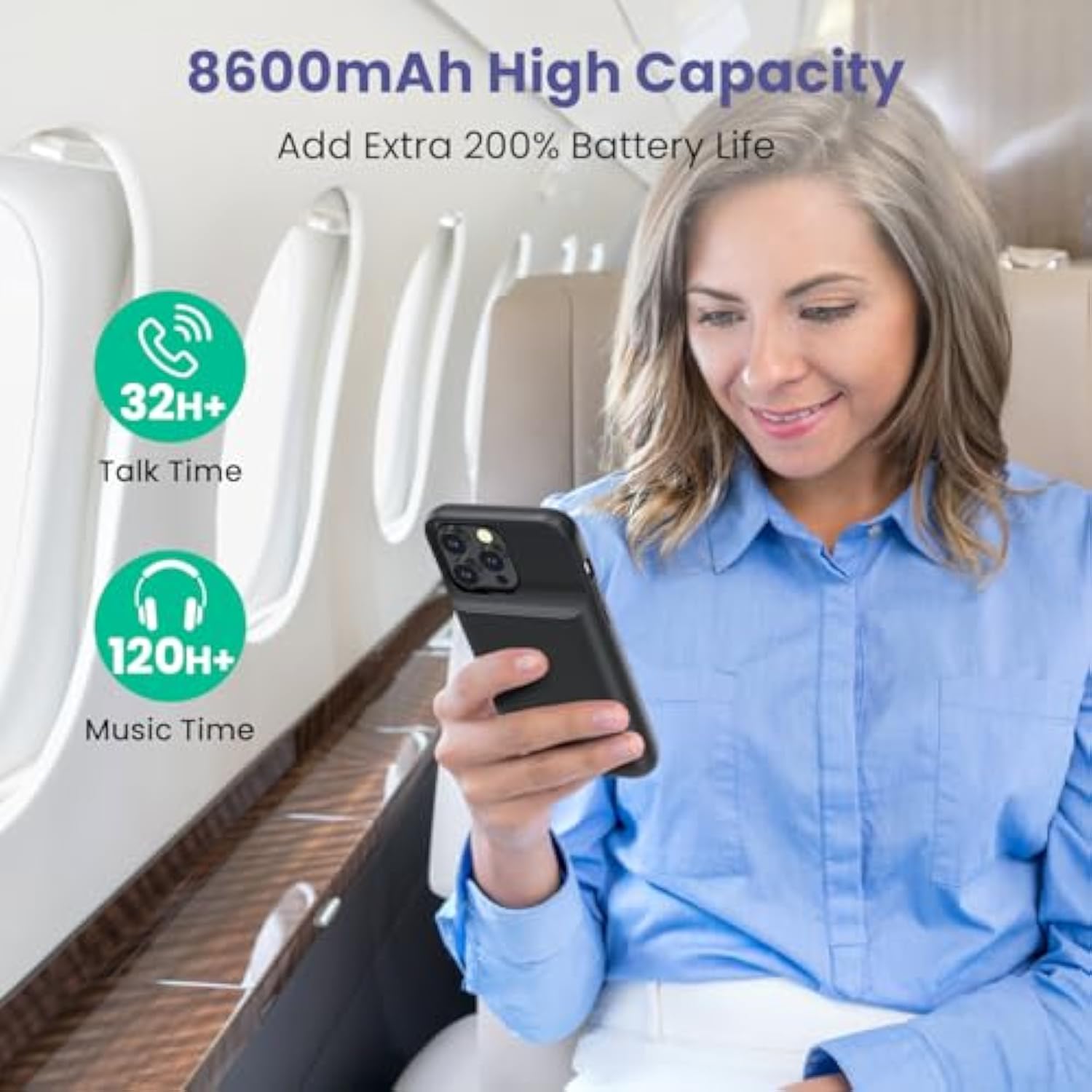 Battery Case For Iphone 14 Pro Max/14 Plus/13 Pro, 2024 Upgraded Ultra-Slim 8600Mah Portable Extended Charger Case Cover For Iphone 14 Pro/14Plus/13Pro Charging Case (6.7Inch) Black