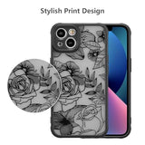 For Iphone 13 Case, Floral Rose Cute Phone Case For Women Girls Aesthetic Pattern Print Slim Tpu Bumper Shockproof Protective Cover For Iphone 13 6.1 Inch, Black