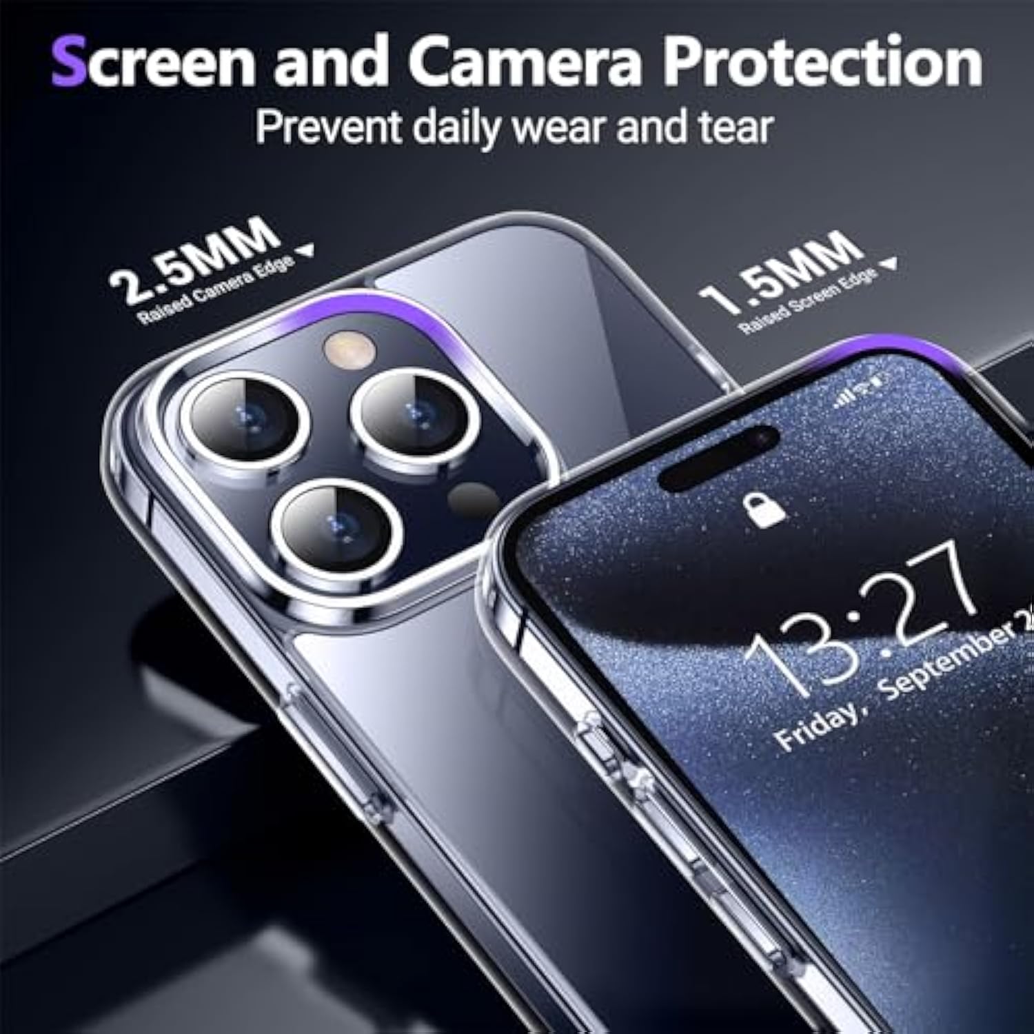 Designed For Iphone 15 Pro Max Case Clear, [Crystal Clear][Non-Yellowing][-Grade Drop Protection] Slim Shockproof Protective Cover Phone Case For Iphone 15 Pro Max 6.7 "