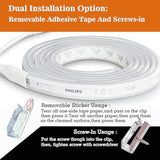 Led Strip Light Clips, Light Hooks For Party, Fairy & Christmas Lights - Easy Installation For 14-15Mm Width, 3.2-4Mm Thick Led Strips (50 Clips, 60 Adhesive Strips, 50 Screws)