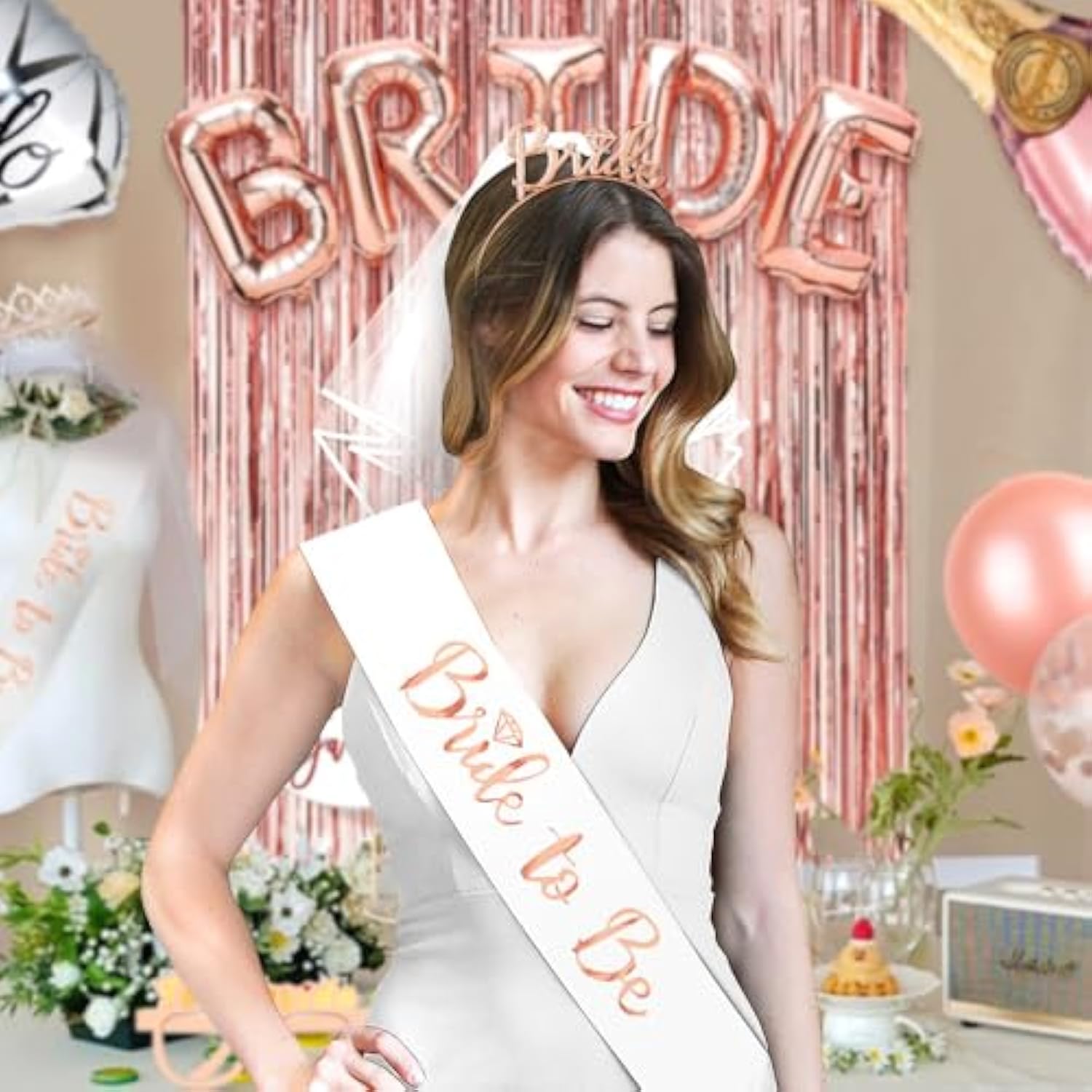 Bachelorette Party Decorations, Bride To Be Sash, Veil, Tiara, Photo B