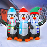 6 Ft Christmas Inflatable Penguin Decoration, Blow Up 3 Cute Penguins, Blowsup Decor, Built-In Bright Led Lights, Festiv