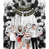110pcs Metallic Silver Black Latex Balloons 5-18in Party Decorations