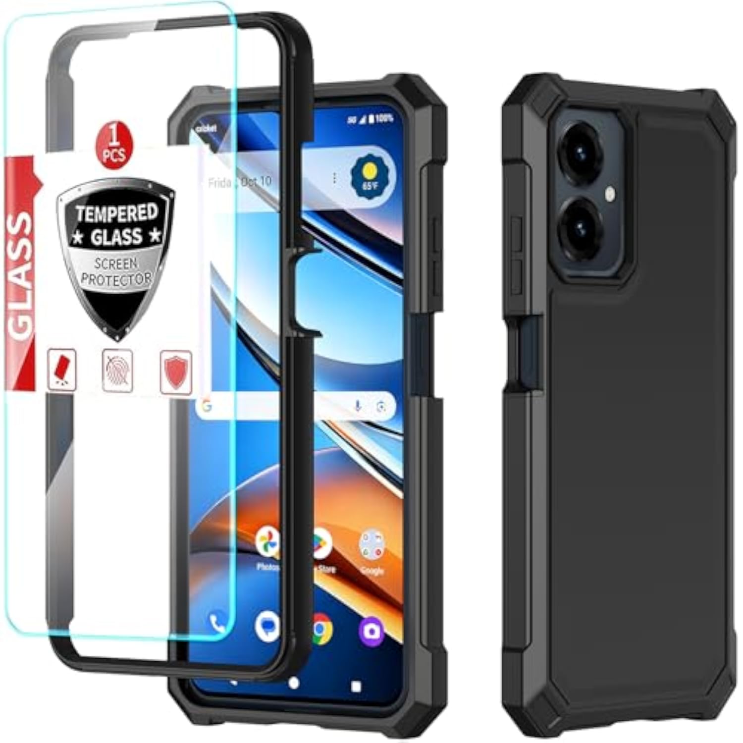 3-in-1 Case for Cricket Icon 2026/AT&T Propel 3 5G with Screen Protector, Full Body Protection, Hard PC Bumper & Silicone Back Military Grade Cover (Black)