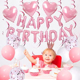 Pink Party Decorations - Happy Birthday Banner, Balloons & Supplies For Women & Girls' 1St To 70Th Birthdays
