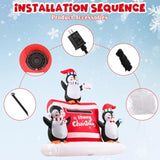 6 Ft Christmas Inflatable Decoration, Outdoor Blow Up Yard Fun Decor, Christmas Penguin Mailbox Built-In Led Lights For