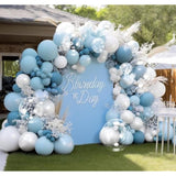 Dusty Blue & White Balloon Arch Kit Double Stuffed Balloons for Winter and Party Decor