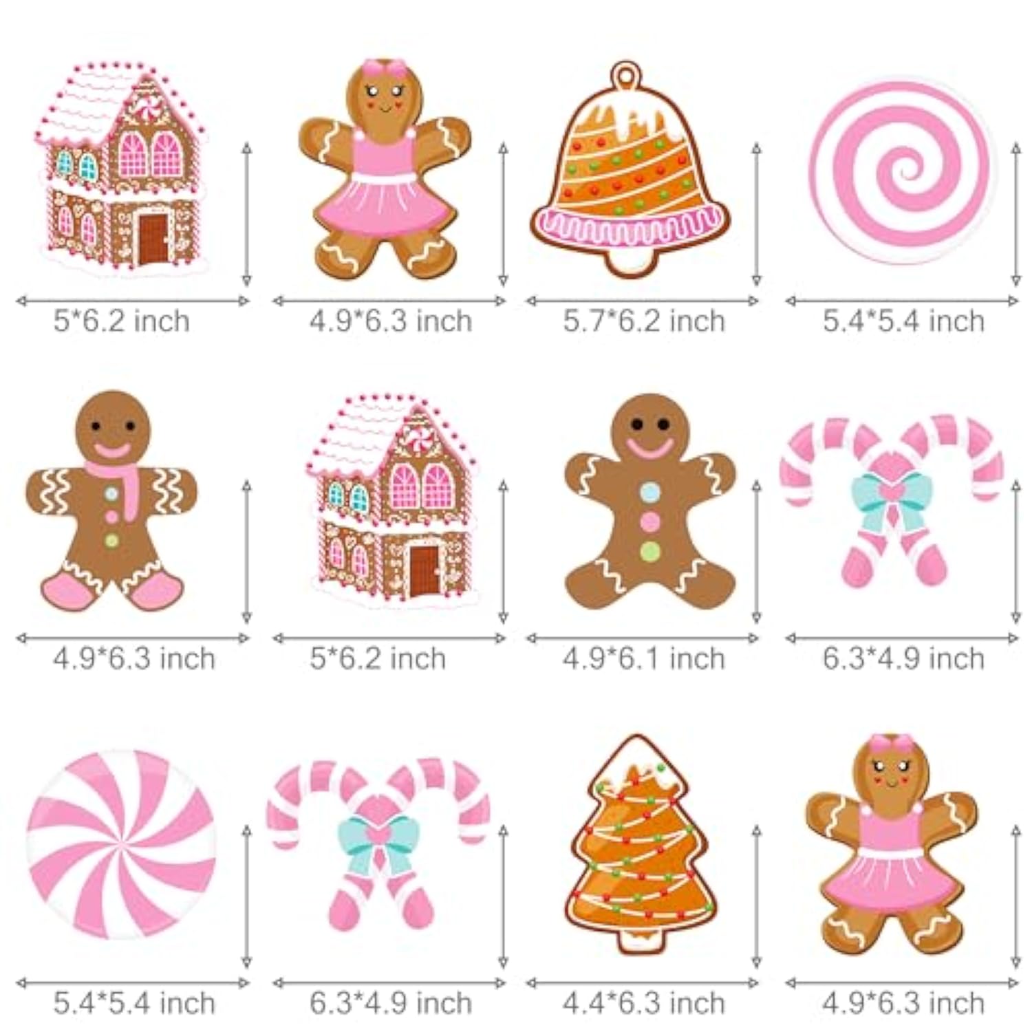 Christmas Gingerbread Man Party Hanging Swirl Decorations 20Pcs Pink Merry Gingerbread House Christmas Tree Ceiling Decor Xmas Candy Hanging Streamers For Girls Winter Holiday Party Supplies