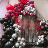 Hot Pink And Black Balloons, 30 Pcs 12 Inch Black Hot Pink And Silver Latex Balloons With Ribbons For Girls Birthday Engagement Anniversary Wedding Bridal Shower Party Graduation Decoration