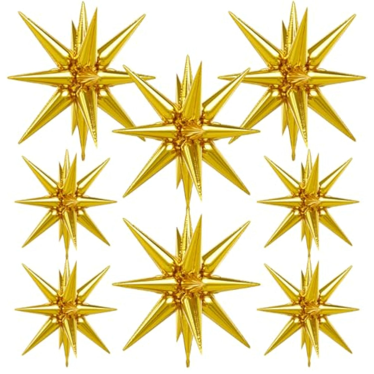 8Pcs Gold Star Balloons, Explosion Star Foil Balloons Huge Starburst Balloon Magic One-Piece 14-Pointed Mylar Spike Balloon For Fall Halloween Birthday Wedding Graduation Party Decorations